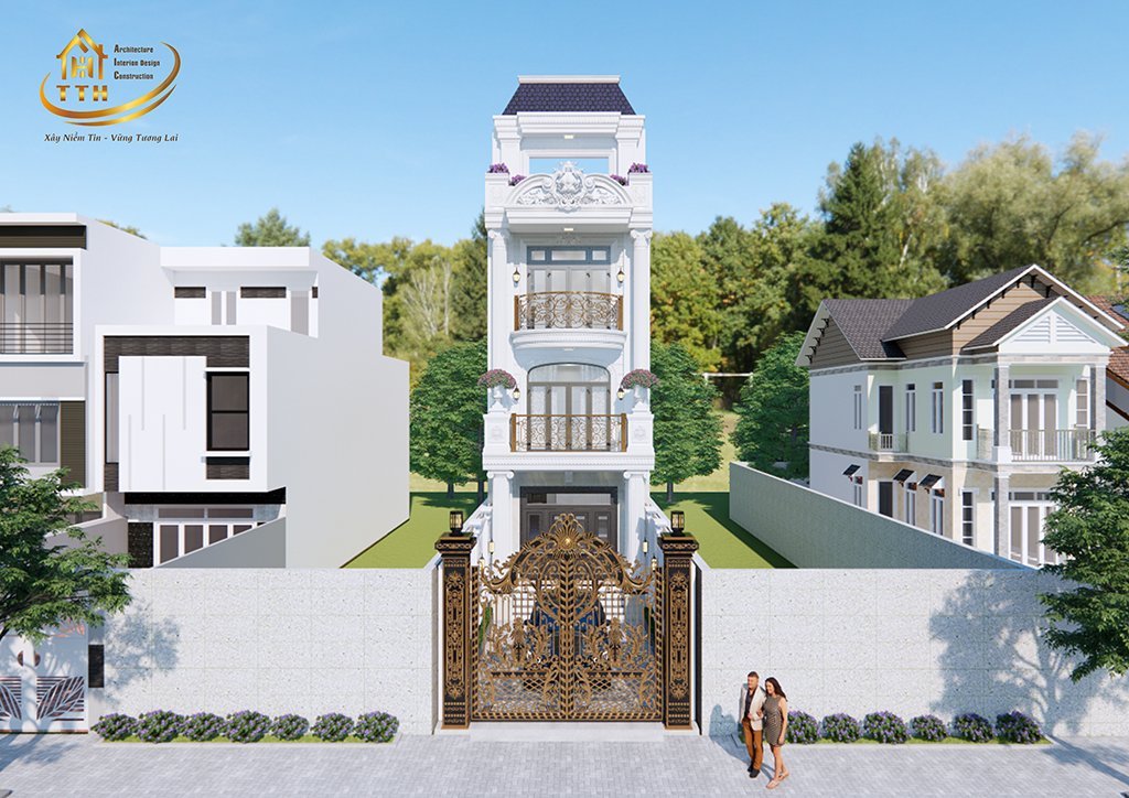 Phối cảnh nhà phố tân cổ điển tại Ninh Hòa | Xây dựng nhà phố